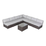 6 - Person Handwoven Wicker Outdoor Seating Group With Cushions - Restanew - Omega Lifestyles