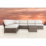 6 - Person Handwoven Wicker Outdoor Seating Group With Cushions - Restanew - Omega Lifestyles