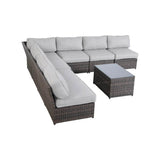 6 - Person Handwoven Wicker Outdoor Seating Group With Cushions - Restanew - Omega Lifestyles