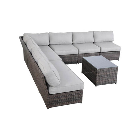 6 - Person Handwoven Wicker Outdoor Seating Group With Cushions - Restanew - Omega Lifestyles
