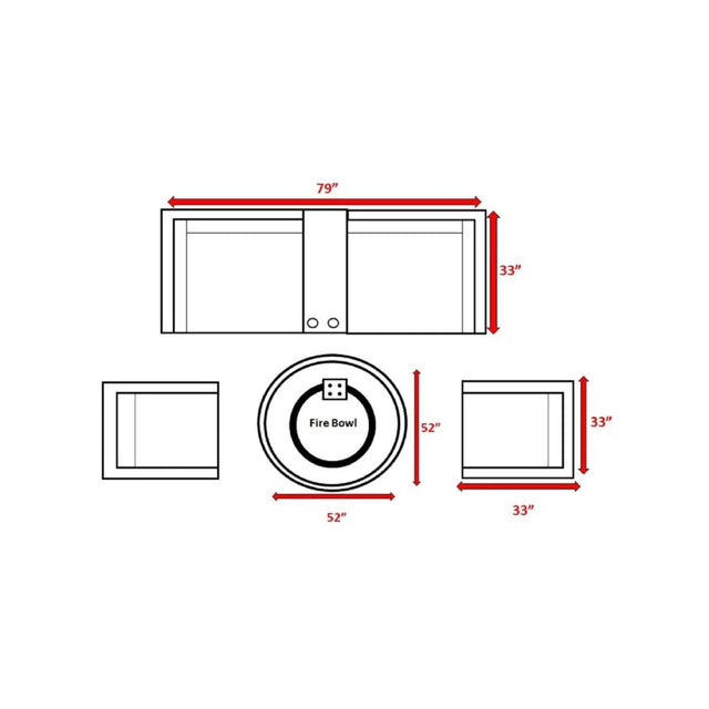 6-Piece HDPE Wicker Outdoor Patio Seating Group With Fire Pit - Omega Lifestyles