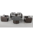 6 - Piece HDPE Wicker Outdoor Patio Seating Group With Fire Pit - Restanew - Omega Lifestyles