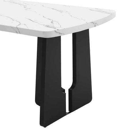 6 Piece Modern Faux Marble Dining Table Set With Bench - Omega Lifestyles