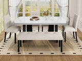 6 Piece Modern Faux Marble Dining Table Set With Bench - Omega Lifestyles