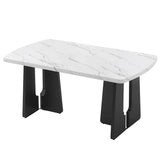 6 Piece Modern Faux Marble Dining Table Set With Bench - Omega Lifestyles