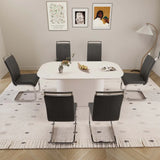 7-Piece Modern Cream MDF Dining Table And Chair Set - Omega Lifestyles