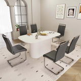 7-Piece Modern Cream MDF Dining Table And Chair Set - Omega Lifestyles