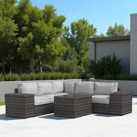 8 - Piece Fully Assembled Outdoor Wicker Seating Group With Cushions - Restanew - Omega Lifestyles
