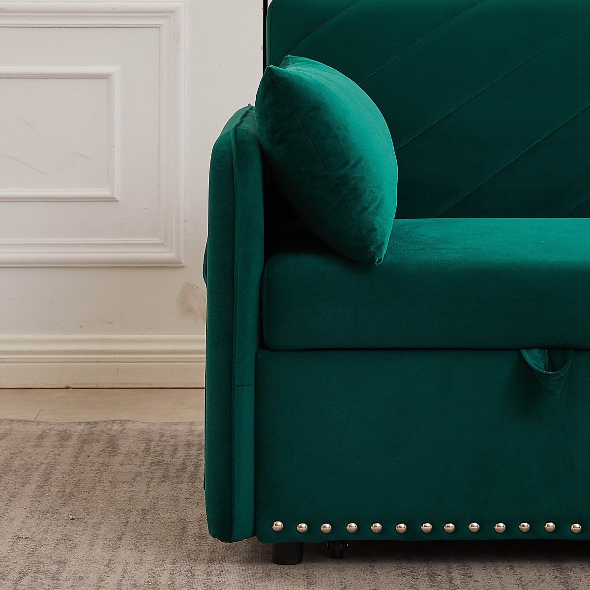 Adjustable Velvet Sleeper Sofa Bed With USB Port - Restanew - Omega Lifestyles