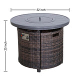 Aluminum Propane Outdoor Wicker Fire Pit Table - Restanew - Omega Lifestyles