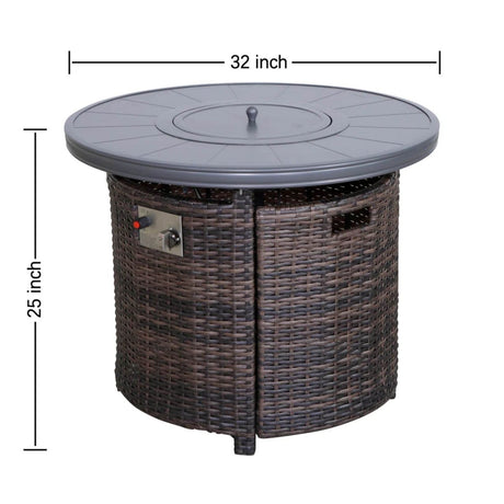 Aluminum Propane Outdoor Wicker Fire Pit Table - Restanew - Omega Lifestyles