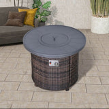 Aluminum Propane Outdoor Wicker Fire Pit Table - Restanew - Omega Lifestyles