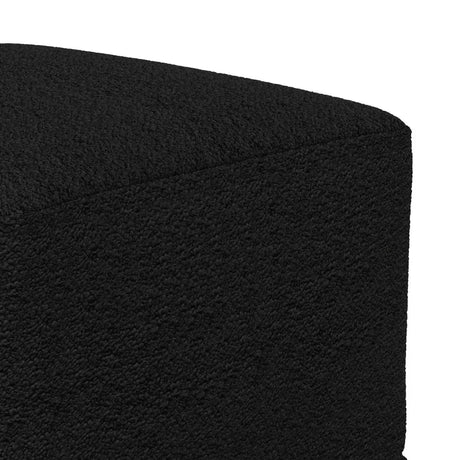 Black Cotton Boucle Square Pouf Ottoman - Omega Lifestyles