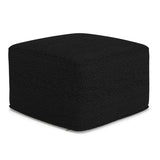 Black Cotton Boucle Square Pouf Ottoman - Omega Lifestyles