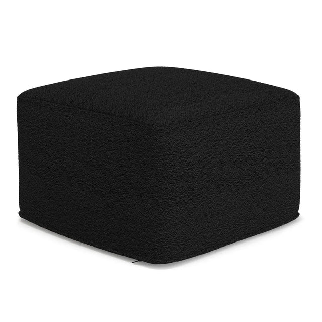 Black Cotton Boucle Square Pouf Ottoman - Omega Lifestyles