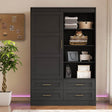Black MDF Sliding Barn Door Armoire Wardrobe Cabinet - Sleep Galleria