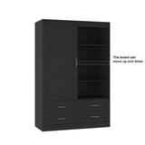 Black MDF Sliding Barn Door Armoire Wardrobe Cabinet - Sleep Galleria