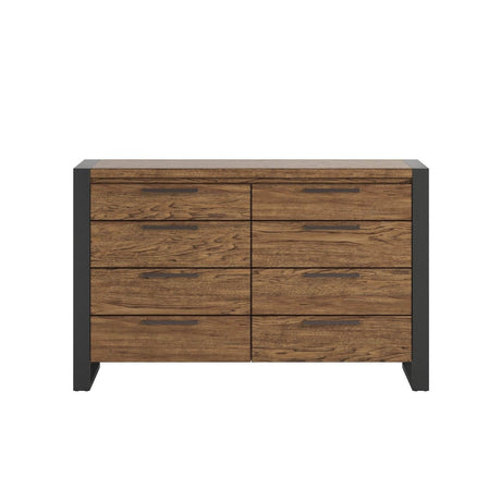 Brown Urban Industrial 8 - Drawer Engineered Wood Dresser - Restanew - Omega Lifestyles