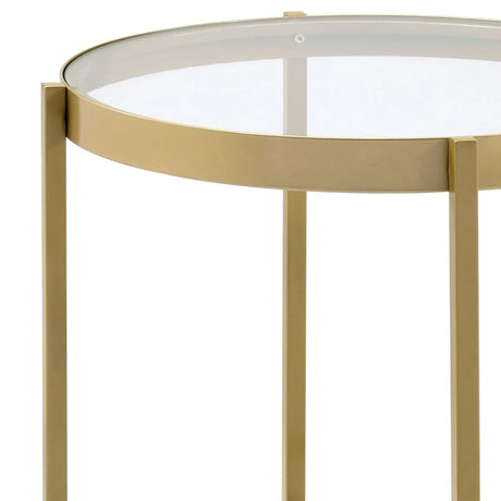 Clear Round Tempered Glass Top Metal End Table - Omega Lifestyles