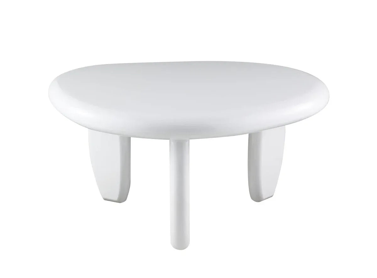 Contemporary Gloss White High Gloss Synthetic Wood End Table - Omega Lifestyles