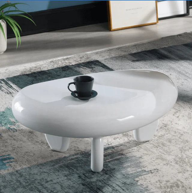 Contemporary Gloss White High Gloss Synthetic Wood End Table - Omega Lifestyles