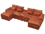 Contemporary U Shaped Corduroy Sectional Sofa With Console - Omega Lifestyles