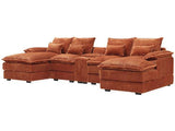 Contemporary U Shaped Corduroy Sectional Sofa With Console - Omega Lifestyles