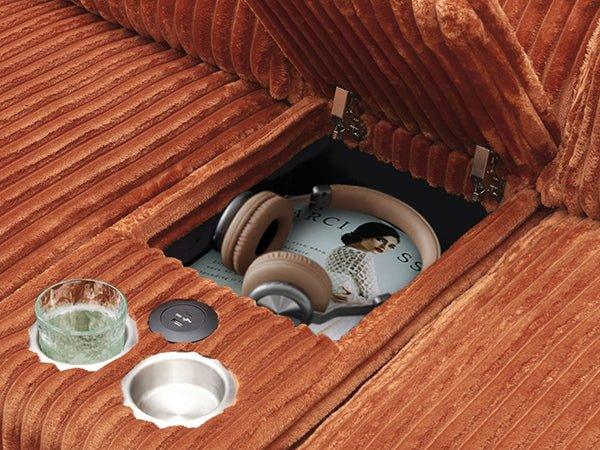 Contemporary U Shaped Corduroy Sectional Sofa With Console - Omega Lifestyles