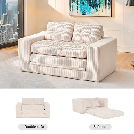 Convertible 2-in-1 Boneless Corduroy Loveseat Sofa Bed - Omega Lifestyles