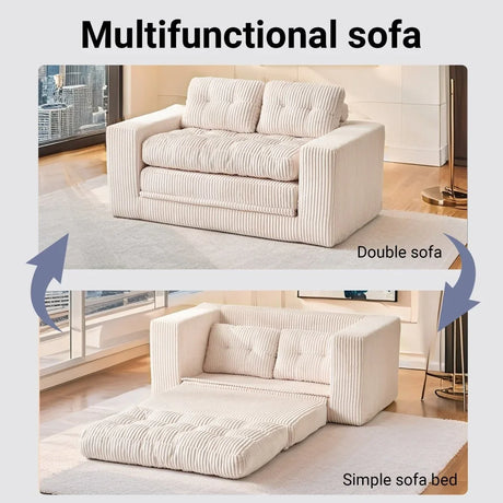 Convertible 2-in-1 Boneless Corduroy Loveseat Sofa Bed - Omega Lifestyles