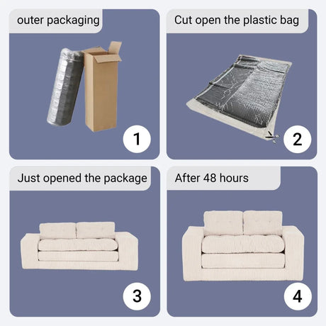 Convertible 2-in-1 Boneless Corduroy Loveseat Sofa Bed - Omega Lifestyles