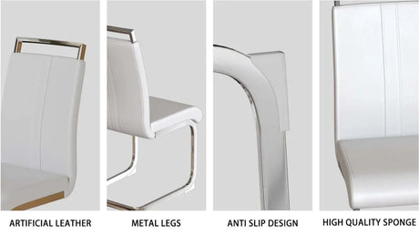 Creamy White MDF 7-Piece Modern Dining Table Chair Set - Omega Lifestyles