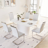 Creamy White MDF 7-Piece Modern Dining Table Chair Set - Omega Lifestyles