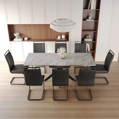 Expandable MDF Dining Table Set With 8 Cushioned Chairs - Omega Lifestyles