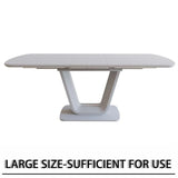 Expandable MDF Dining Table With Eight PU Fabric Chairs Set - Omega Lifestyles