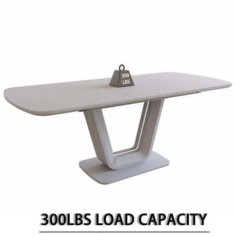 Expandable MDF Dining Table With Eight PU Fabric Chairs Set - Omega Lifestyles