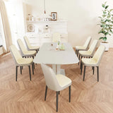 Expandable MDF Dining Table With Eight PU Fabric Chairs Set - Omega Lifestyles