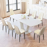 Expandable MDF Dining Table With Eight PU Fabric Chairs Set - Omega Lifestyles