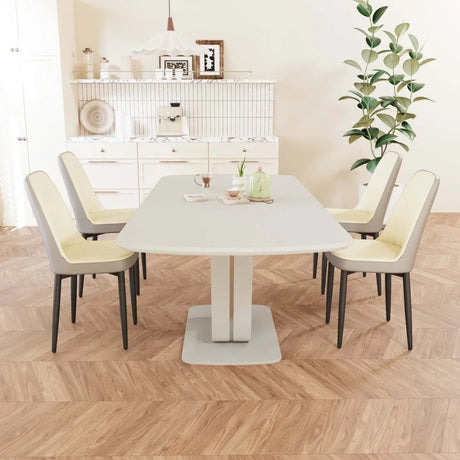Expandable Modern MDF Dining Table With 4 PU Chairs Set - Omega Lifestyles
