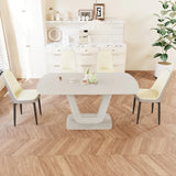 Expandable Modern MDF Dining Table With 4 PU Chairs Set - Omega Lifestyles