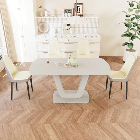 Expandable Modern MDF Dining Table With 4 PU Chairs Set - Omega Lifestyles