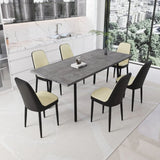 Expandable Rectangular Dining Table With Six PU Chairs - Omega Lifestyles
