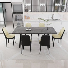 Expandable Rectangular Dining Table With Six PU Chairs - Omega Lifestyles