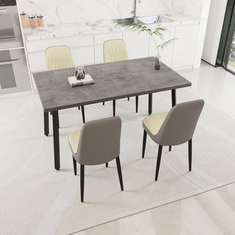 Expandable Rectangular MDF Dining Table With 4 Padded Chairs - Omega Lifestyles