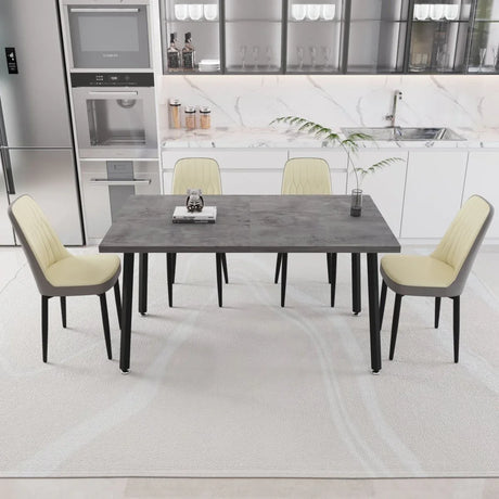Expandable Rectangular MDF Dining Table With 4 Padded Chairs - Omega Lifestyles