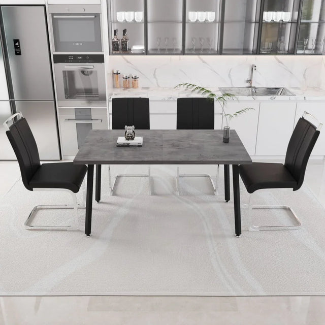 Expandable Square Dining Table Set With 4 Cushioned Armless Chairs - Omega Lifestyles