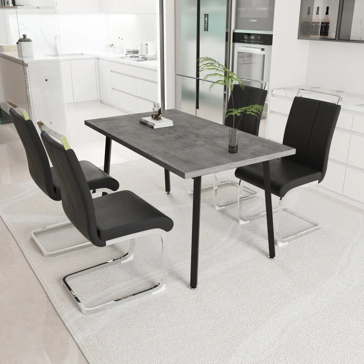 Expandable Square Dining Table Set With 4 Cushioned Armless Chairs - Omega Lifestyles