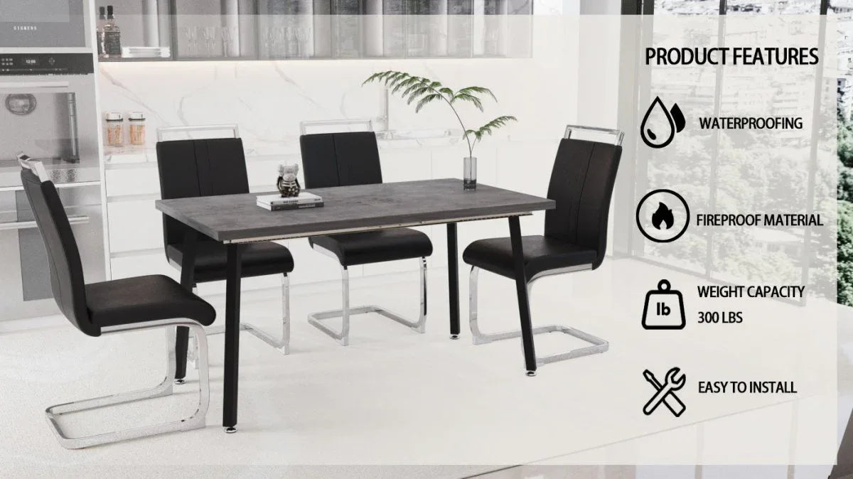 Expandable Square Dining Table Set With 4 Cushioned Armless Chairs - Omega Lifestyles