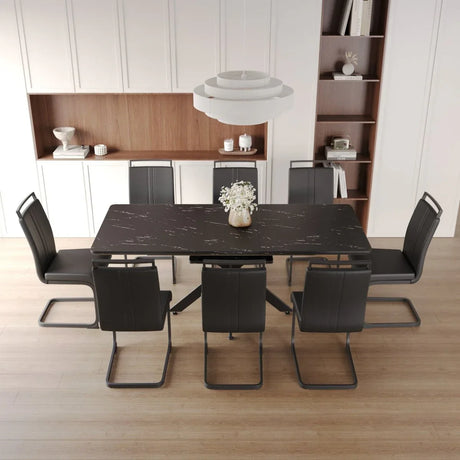 Extendable MDF Dining Table Set With 6 Cushioned Chairs - Omega Lifestyles