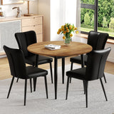 Extendable Round MDF Dining Table With Four PU Chairs - Omega Lifestyles